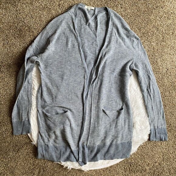 Madewell Open Front Ribbed Sweater Cardigan Womens Size Large Pockets Tiny Flaw - Picture 1 of 8